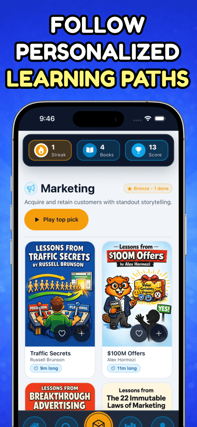 Braintoon learning paths screen